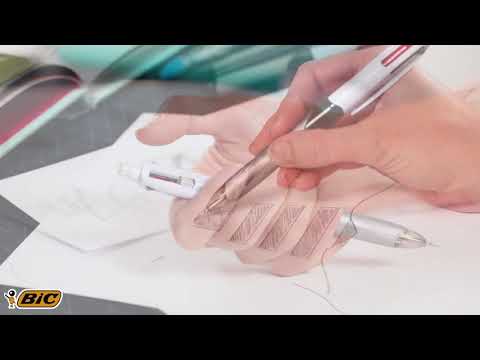 Using BIC 4 Colors 3+1 ballpoint pen and mechanical pencil - 2018 video