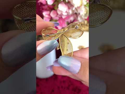 Modern 18ct Yellow And White Gold ‘Bow’ Brooch