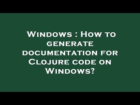 Windows : How to generate documentation for Clojure code on Windows?