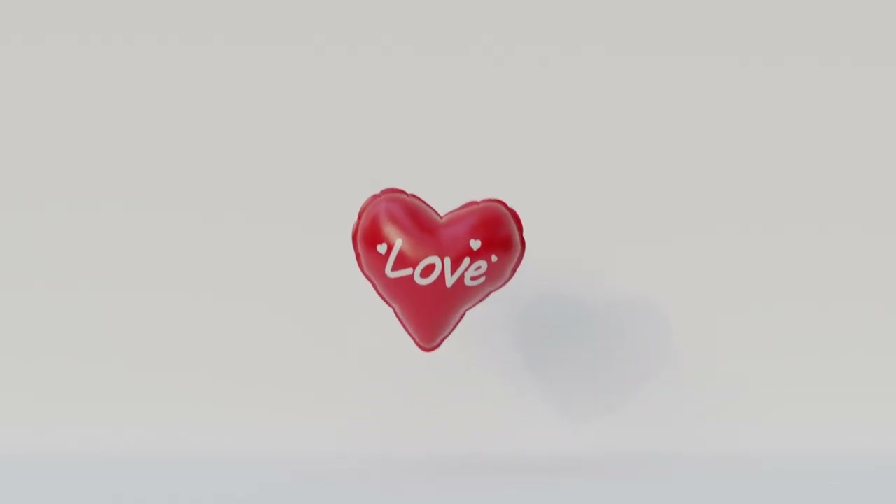 Heart shaped Balloon inflation animation 3D Model