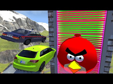 Crazy Vehicle High Speed Jump In Vertical Green Slime Pool With Laser Wall - BeamNG drive divides