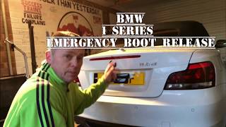 BMW 1 SERIES CABRIOLET EMERGENCY BOOT RELEASE, keys locked in boot