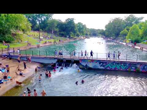 Barton Springs Pool Austin Aerial Drone View | DJI Mavic Pro 2