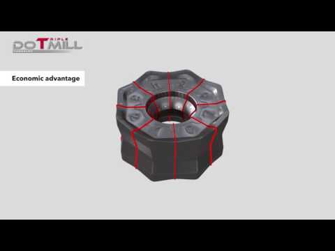 DoTriple Mill   Face milling cutter with 3 types of double sided inserts
