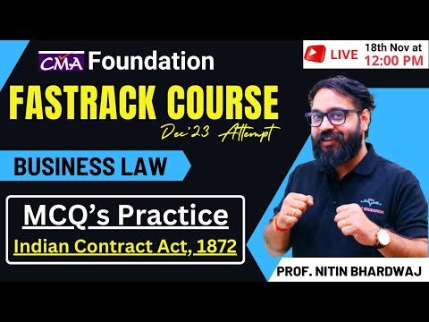 Discharge of Contract Revision | CMA Foundation Law Fastrack Course | By Prof Nitin Bhardwaj