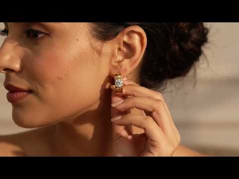 5mm Moissanite Huggie Hoop Earrings – 14K Gold-Tone product video