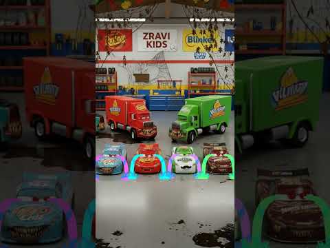 Pixar Cars | Horror McQueen, Aiken Axler with Truck Container #carstoys #horrormcqueen #pixarcars