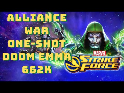 ONE-SHOT DOOM Emma in WAR - 662k Doom with Defense Down vs 673k BO - Marvel Strike Force - MSF