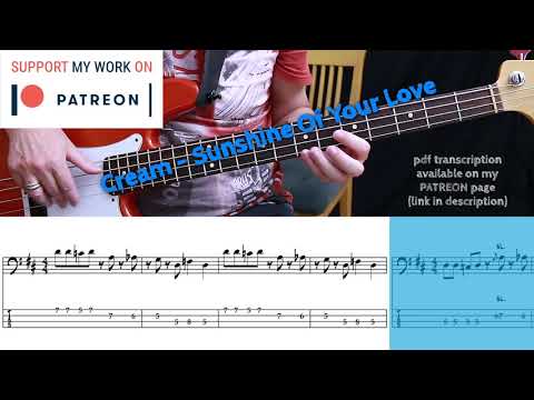 Cream - Sunshine Of Your Love (Bass cover with tabs)