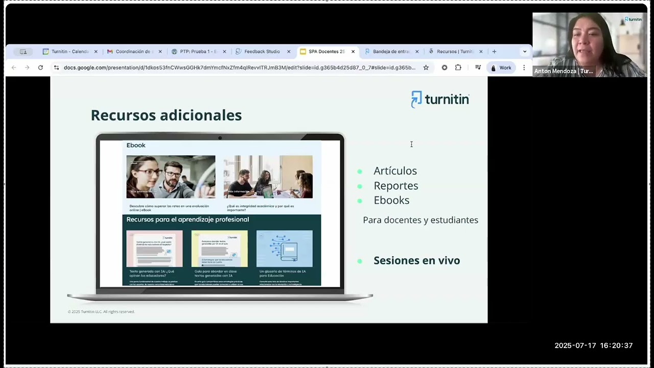 Sesión de capacitación del plugin Turnitin - parte 4