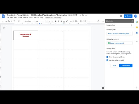 Part of a video titled How to make labels in Google Docs? - YouTube