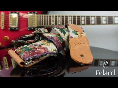 Ремінь для гітари та укулеле Felard, тканина гобелен та натуральна шкіра, перехідник для акустики, відділення для медіаторів - фото 3 - id-p2899921054