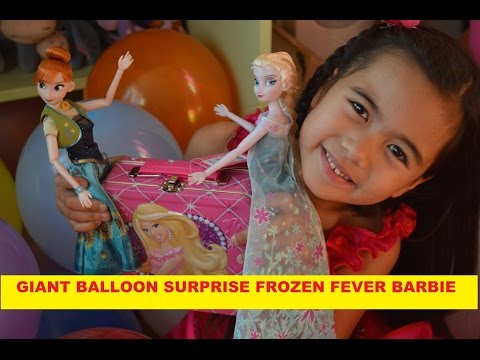 Surprise Toys Giant Balloon Hunt Frozen Fever Barbie Surprise MLP Disney Princess Figures Video