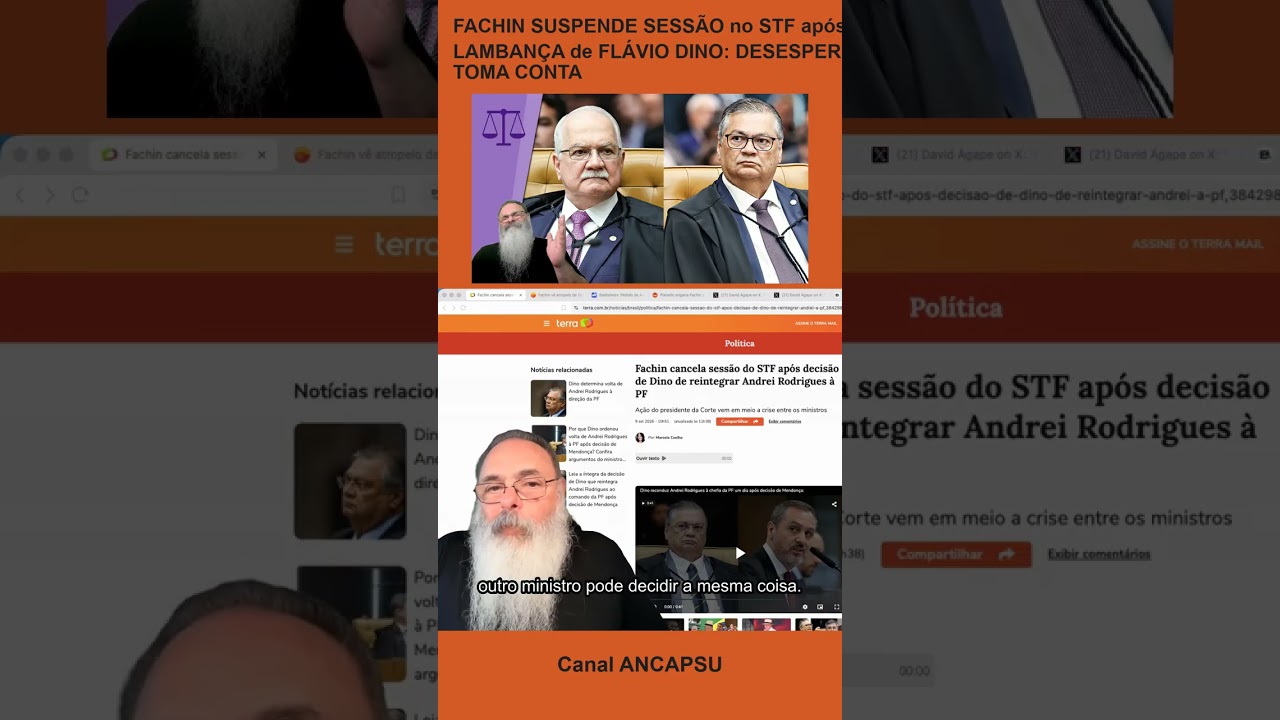 FACHIN SUSPENDE SESSÃO no STF após LAMBANÇA de FLÁVIO DINO: DESESPERO TOMA CONTA