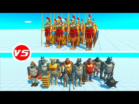12x SPARTAN vs 12x EVERY MUTANT GORILLA - Animal Revolt Battle Simulator ARBS #65