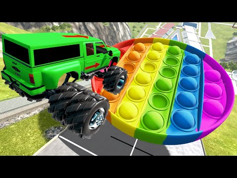 BeamNG Drive Madness - Cars Jumping Into Giant Pop It Toy | Vehicles Total Destruction Compilation