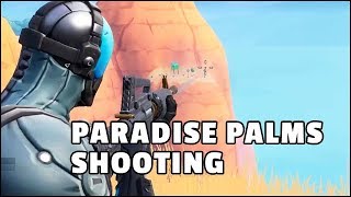 get a score of 5 or more at the shooting gallery east of paradise palms - fortnite shooting range east of paradise