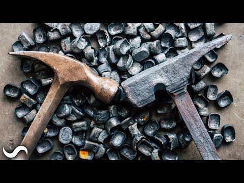 Forging a Hammer from Hammer Plug Damascus! Part 1