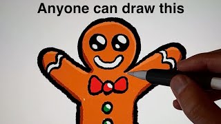 How To Draw a GingerBread Man - Easy Step-by-Step Drawing Tutorial
