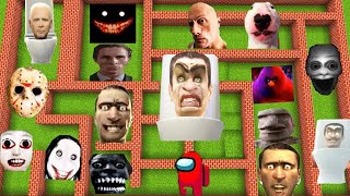 SURVIVAL MEGA MAZE with 100 SKIBIDI TOILET NEXTBOTS in MINECRAFT animation gameplay - coffin meme