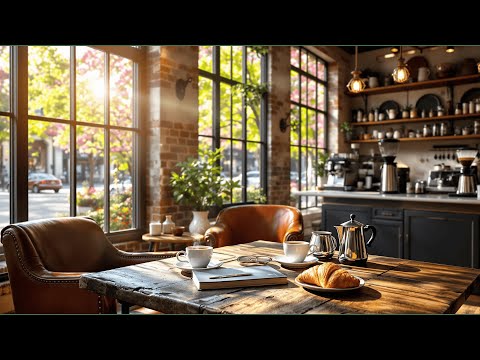 Morning Spring Jazz 🌸 Relaxing Jazz Saxophone Instrumental at Cozy Coffee Shop Ambience for Studying