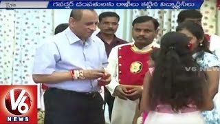Raksha Bandhan | Women and children ties Rakhi to Governor Narasimhan | V6 News