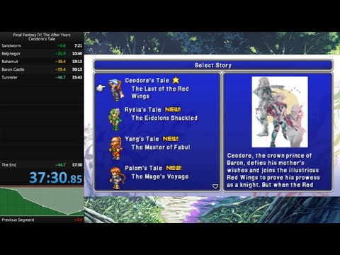 Final Fantasy IV: The After Years, Ceodore's Tale any% speedrun - 37:30 (WR)