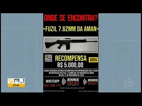Disque Denúncia divulga cartaz para localizar fuzil roubado na Aman, em Resende