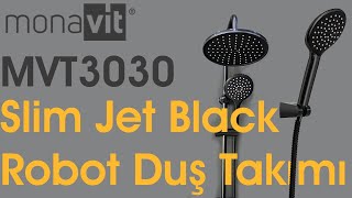 Monavit Slim Jet Black Robot Duş Takımı Seti, Yağmurlama, Tepe Duş MVT