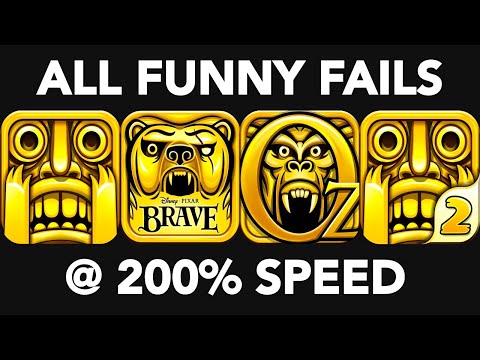 Temple Run 1 vs 2 vs OZ vs BRAVE | All Temple Run Games, All Temple Run Fails at 200% Speed