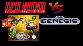Earthworm Jim 2 SNES vs Sega Genesis.Music OST/sound comparison