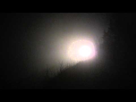 BNSF freight train in fog