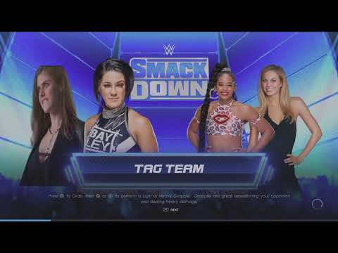 WWE 2K22 Bayley,Alexandra Daddario VS Bianca Belair,Stacy Keibler Elm. Tag Match