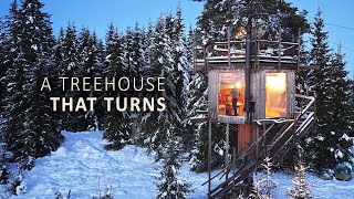 Download lagu Alone in a Cozy 350° Turning Treehouse ❄️ SLOW Living in SNOW || Glam Camping ASMR mp3
