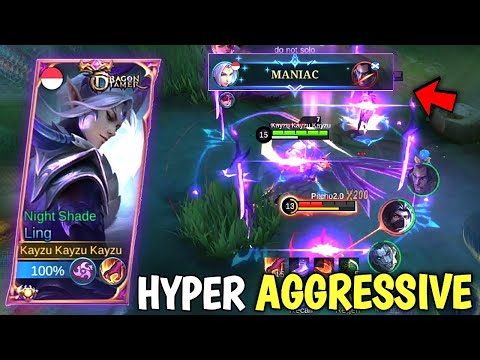 MANIAC! Ling Hyper Aggressive Gameplay + Perfect Jungle Rotation - Mobile Legends