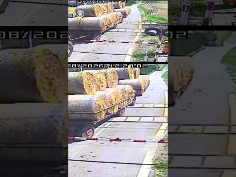 Train slams into trailer after drunk driver stops on tracks in Poland #shorts