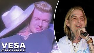 Nick Carter breaks down in tears on stage as he performs with the Backstreet Boys