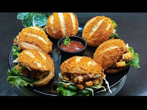 best burger recipe at home |chicken tikka burger banane ka tarika |Letsbake