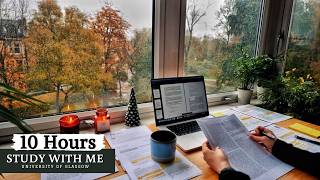 Study With Me in Real Time — Rainy Day Focus Room (10 Hours, No Music)