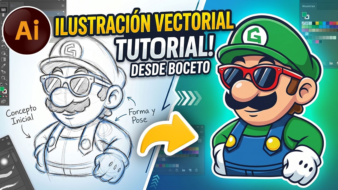 Adobe Illustrator 🌟 Ilustración Vectorial Fácil: De Sketch a Diseño Final