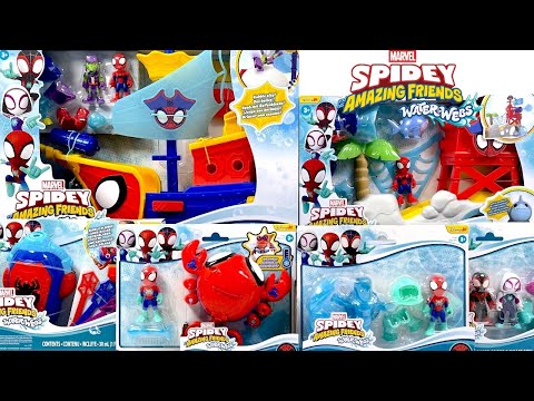 NEW Marvel Spidey and His Amazing Friends WATER WEBS Toy Collection Unboxing Review | ASMR