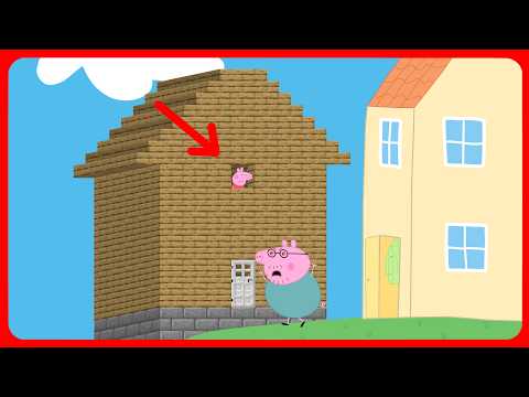 Peppa Pig and Daddy Pig playing Minecraft in real life. Cartoon parody.