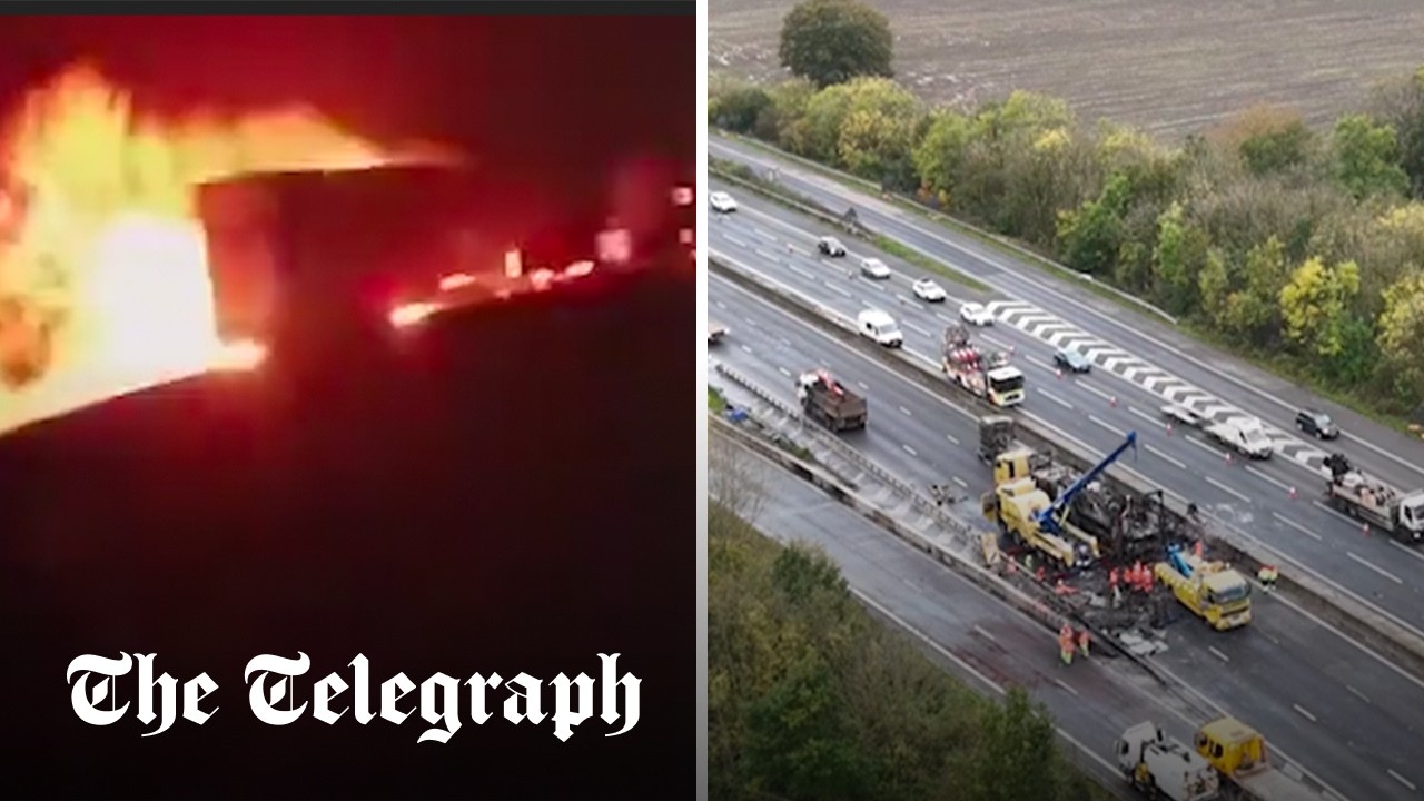Tesco lorry fire on M25 causes commuter chaos