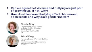 Webinar Violence and bullying prevention in school ‐ Q1 and Q2 Nicola Gray and Frida Warg