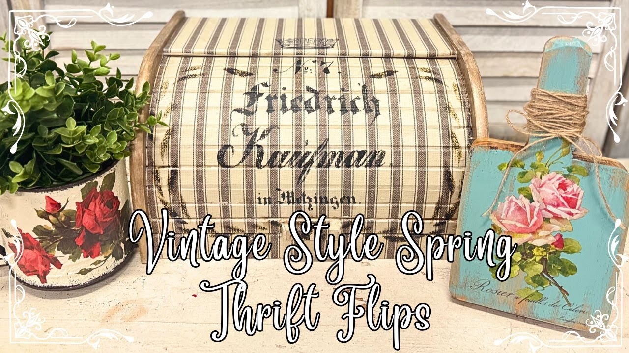 Vintage Style Spring Thrift Flips | DIY Kitchen Home Decor using IOD Transfers & Decoupage
