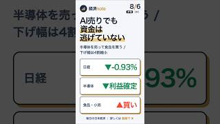 【日経-617円】AI売りでも資金は逃げていない｜半導体を売って花王・キッコーマンを買う｜夕刊 8/6