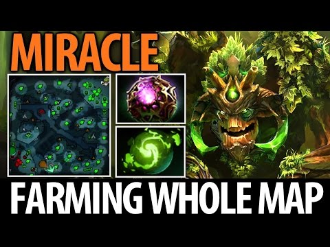 Miracle- [Treant Protector] Farming the Whole Map► Octarine Core & Refresher- Dota2 7.05