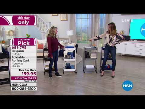 Origami 3Tier Foldable Rolling Cart