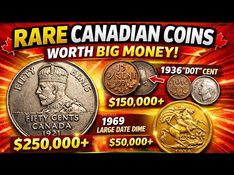 Top Rare Canadian Coins Worth Thousands! 1921 50¢, 1936 Dot Cent & 1969 Large Date Dime 