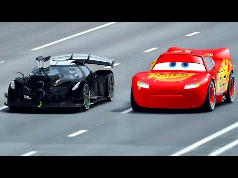 Koenigsegg Godzilla Dragster vs Lightning McQueen - Drat Race 10 KM